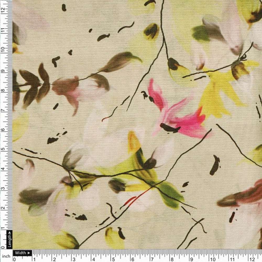 Dola Silk Abstract Floral Beige Pink Yellow Polyester Fabric – ds 0 aa794 110 4