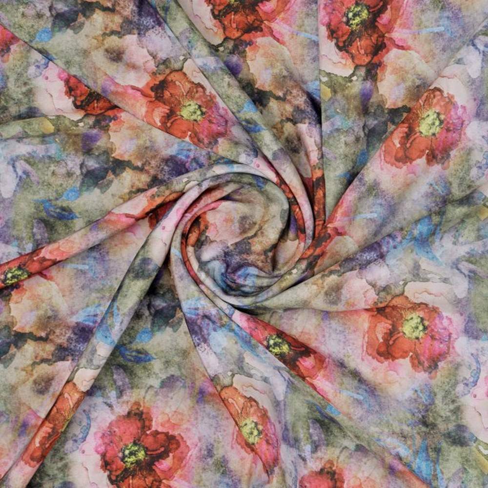 Vibrant Watercolor Floral Abstract French Crepe Fabric – fc 0 aa828 110 2