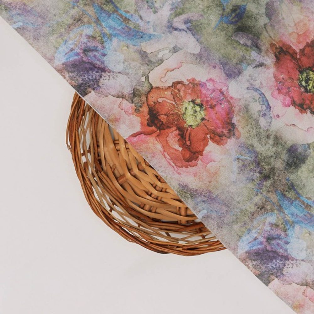 Vibrant Watercolor Floral Abstract French Crepe Fabric – fc 0 aa828 110 4