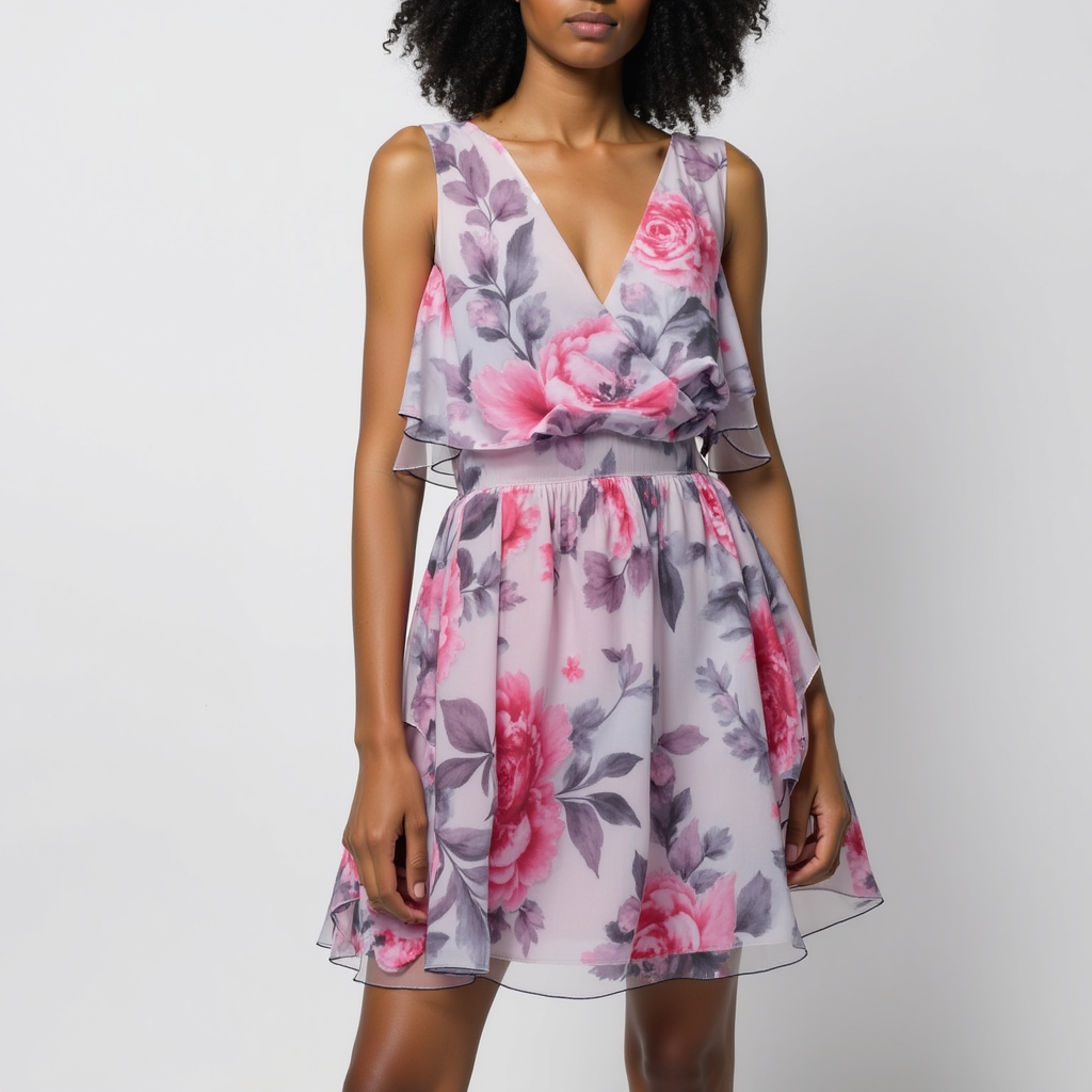 Classy and colorful floral chiffon fabric - Pink