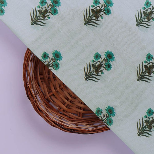Turquoise Blue Floral Buti Printed Chanderi Fabric – gettablefileurl 3a16ae6d f1b9 418c 9410 831719ce142e