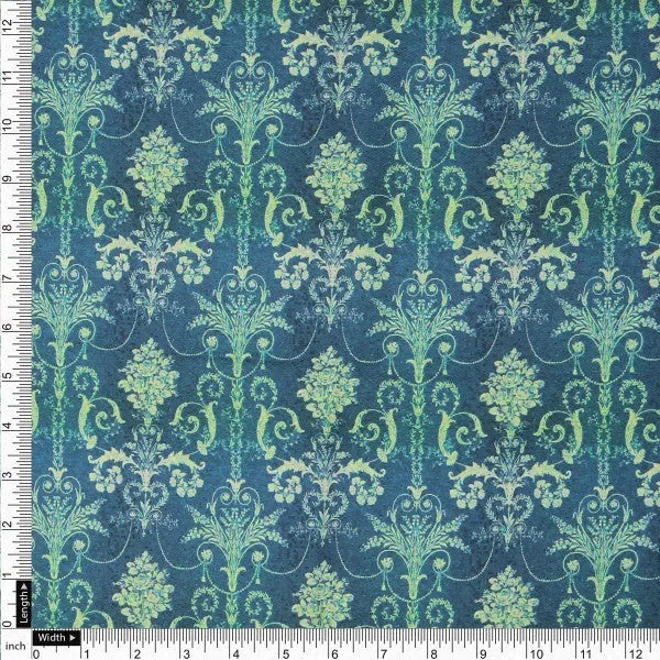 Teal and Lime Green Damask Patterned Rayon Fabric – gettablefileurl a8893b4f dc14 42ef af9c b32023f2f095