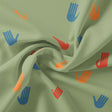 Green Muslin Digital Printed Fabric With Quirky Kids Hand Prints – hand3