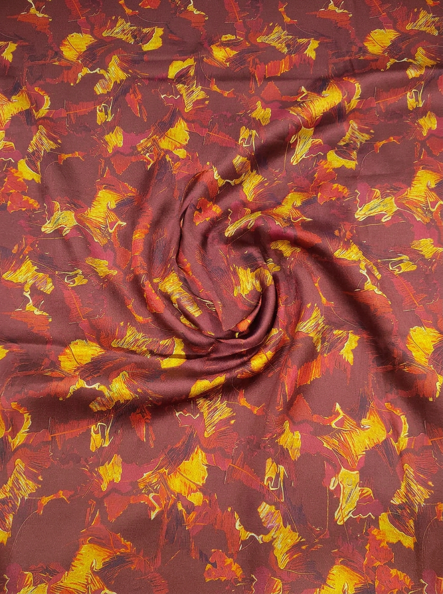 Close-up Texture & Drape of Mustard Yellow Japan Satin Fabric — FAB VOGUE Studio