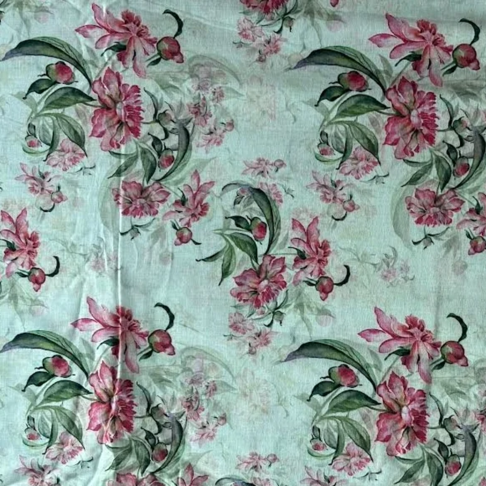 Beautifull Pink Calendula Flower Digital Printed Fabric - Cotton – 1