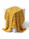 Close-up Texture & Drape of Mustard Yellow Japan Satin Fabric — FAB VOGUE Studio