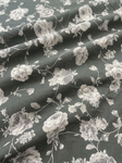 Black Black and White Floral Rose Pure Cotton Digital Printed Fabric