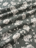 Black Black and White Floral Rose Pure Cotton Digital Printed Fabric