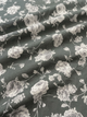 Black Black and White Floral Rose Pure Cotton Digital Printed Fabric