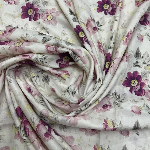 Cream Muslin Fabric with Vintage Wine & Pink Floral Print – 1 983e1170 fd85 4c22 a585 60467cfdc4d0