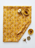 Close-up Texture & Drape of Mustard Yellow Japan Satin Fabric — FAB VOGUE Studio
