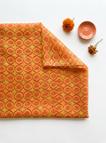 Close-up Texture & Drape of Mustard Yellow Organza Fabric — FAB VOGUE Studio