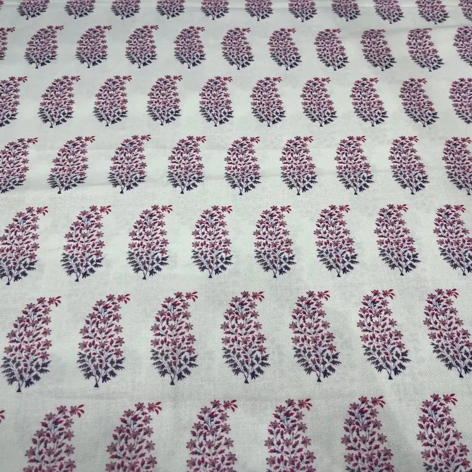 White Paisley Pashmina Printed Fabric – 3