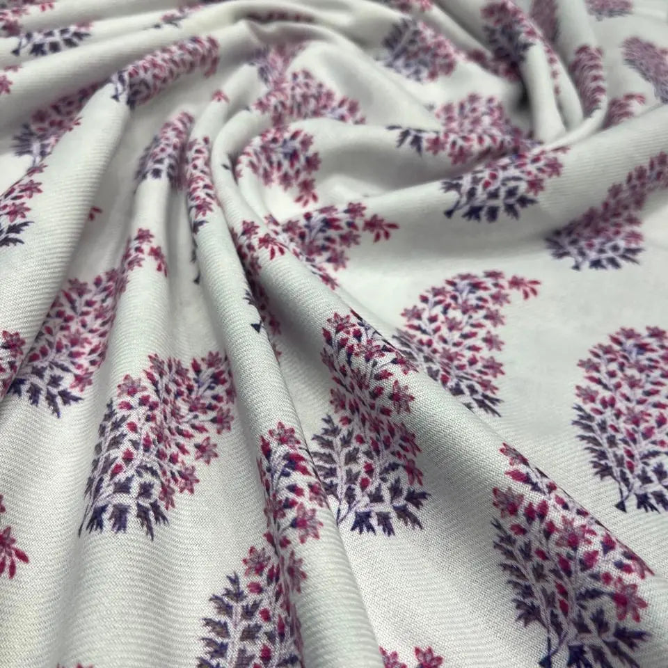 White Paisley Pashmina Printed Fabric – 5