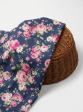 Navy Pink Rose Floral Pattern Pure Cotton Digital Printed Fabric for Dresses