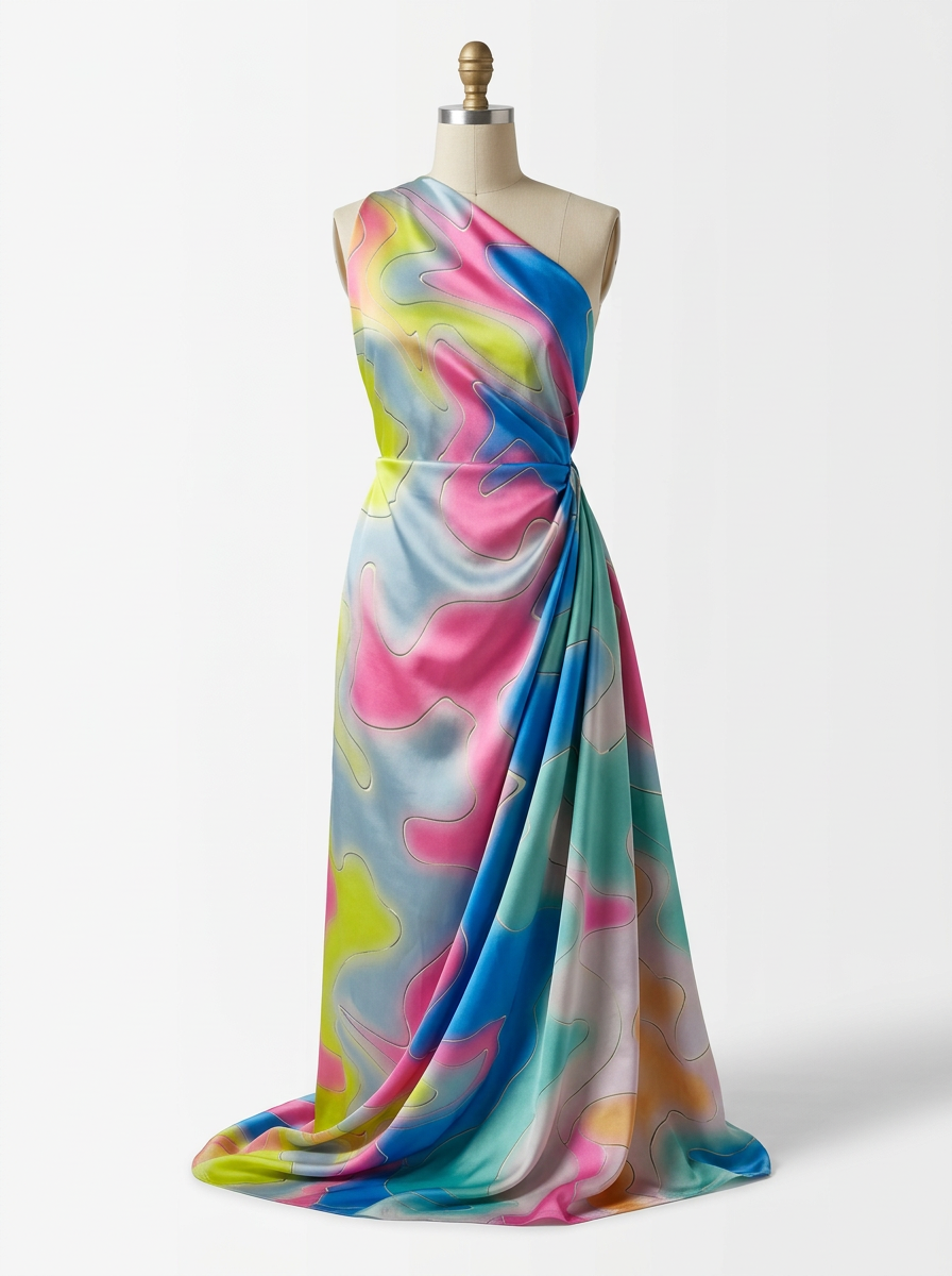 Close-up Texture & Drape of Japan Satin Fabric — FAB VOGUE Studio