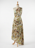 Close-up Texture & Drape of Beige / Cream Neutral Japan Satin Fabric — FAB VOGUE Studio