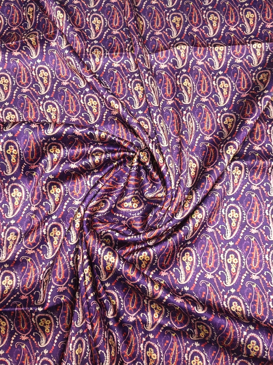 Close-up Texture & Drape of Lavender Purple Japan Satin Fabric — FAB VOGUE Studio