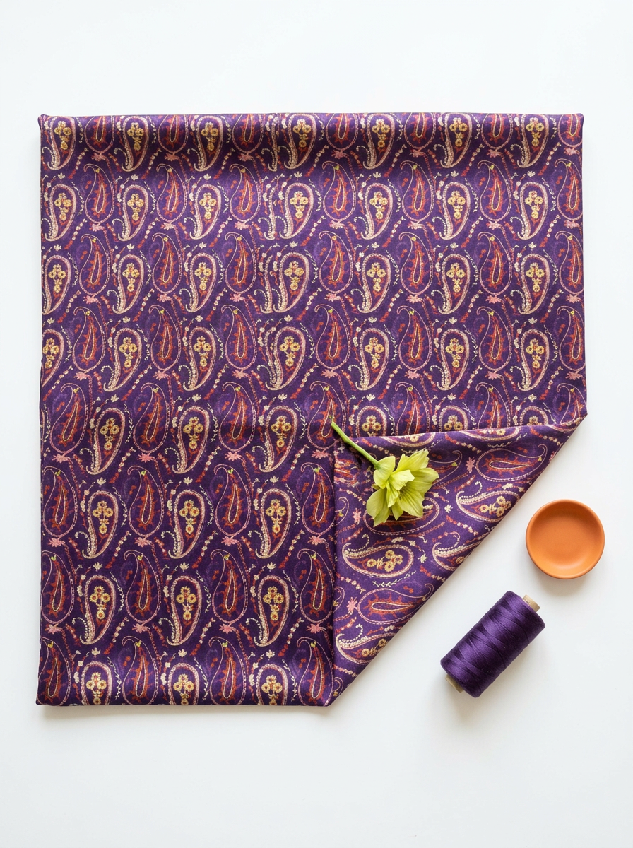 Close-up Texture & Drape of Lavender Purple Japan Satin Fabric — FAB VOGUE Studio
