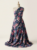 Navy Pink Rose Floral Pattern Pure Cotton Digital Printed Fabric for Dresses