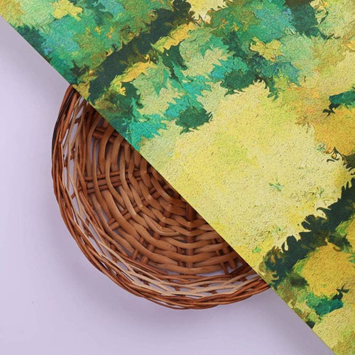 Abstract Green & Yellow Brushstroke Japan Satin Fabric – js 0 ta0005 110 3