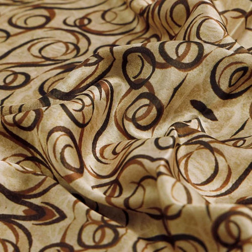 Beige and Brown Abstract Swirls Japan Satin Fabric – js 0 ta05679 110 1