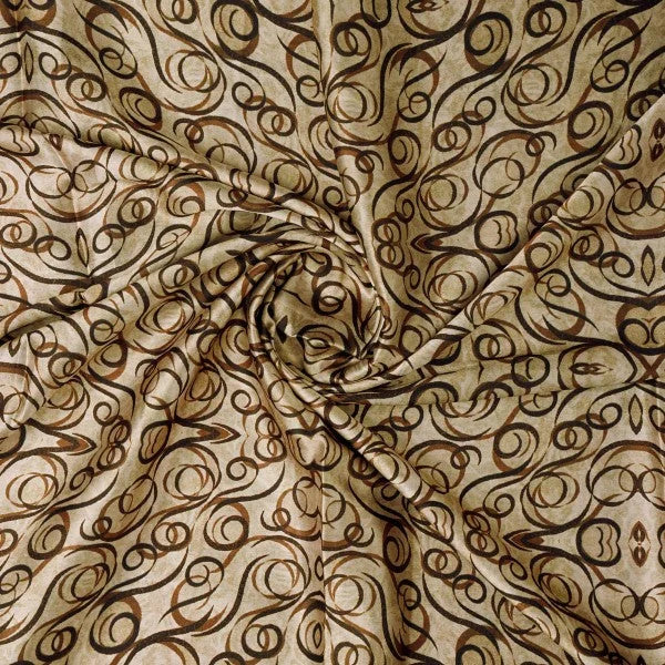Beige and Brown Abstract Swirls Japan Satin Fabric – js 0 ta05679 110 2