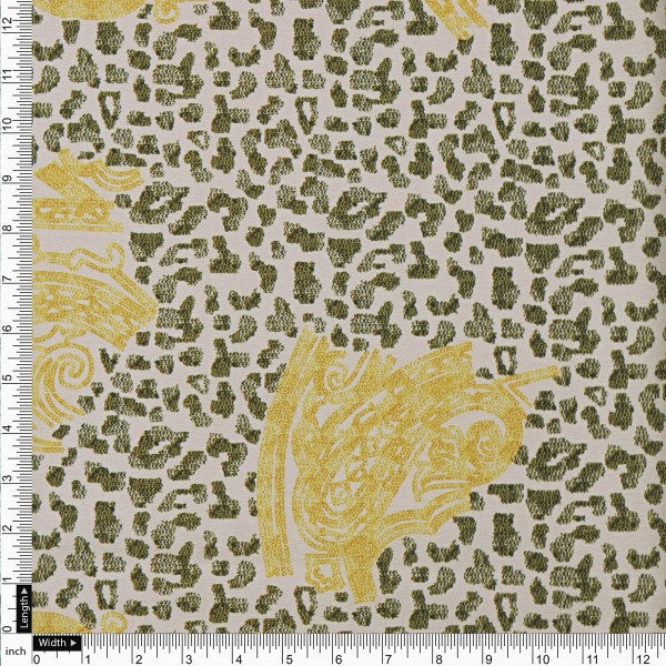 Leopard & Baroque Yellow Print Soft Japan Satin Fabric