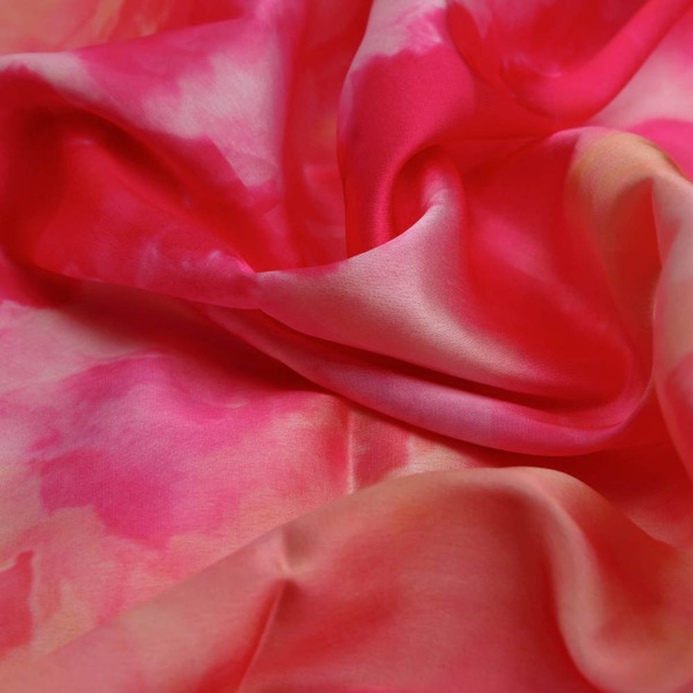 Fuchsia Pink Tie and Dye Abstract Japan Satin Fabric