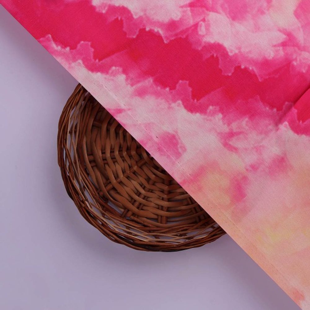 Fuchsia Pink Tie and Dye Abstract Japan Satin Fabric