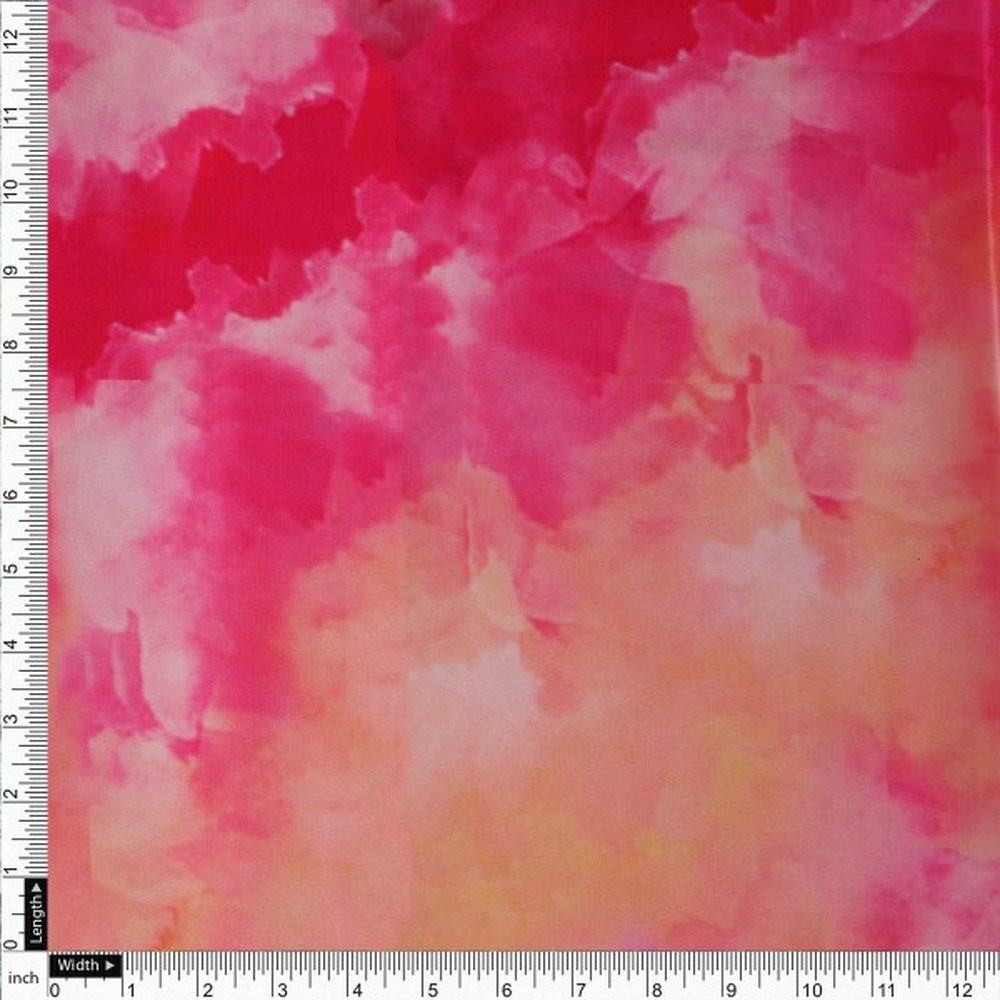 Fuchsia Pink Tie and Dye Abstract Japan Satin Fabric