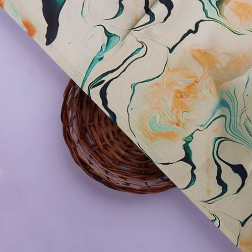 Abstract Marble Print Japan Satin Fabric in Orange & Green – js 0 ta06342 110 3