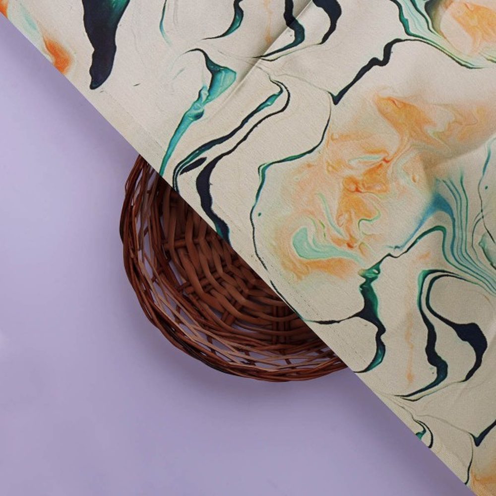 Abstract Marble Print Japan Satin Fabric in Orange & Green – js 0 ta06342 110 3