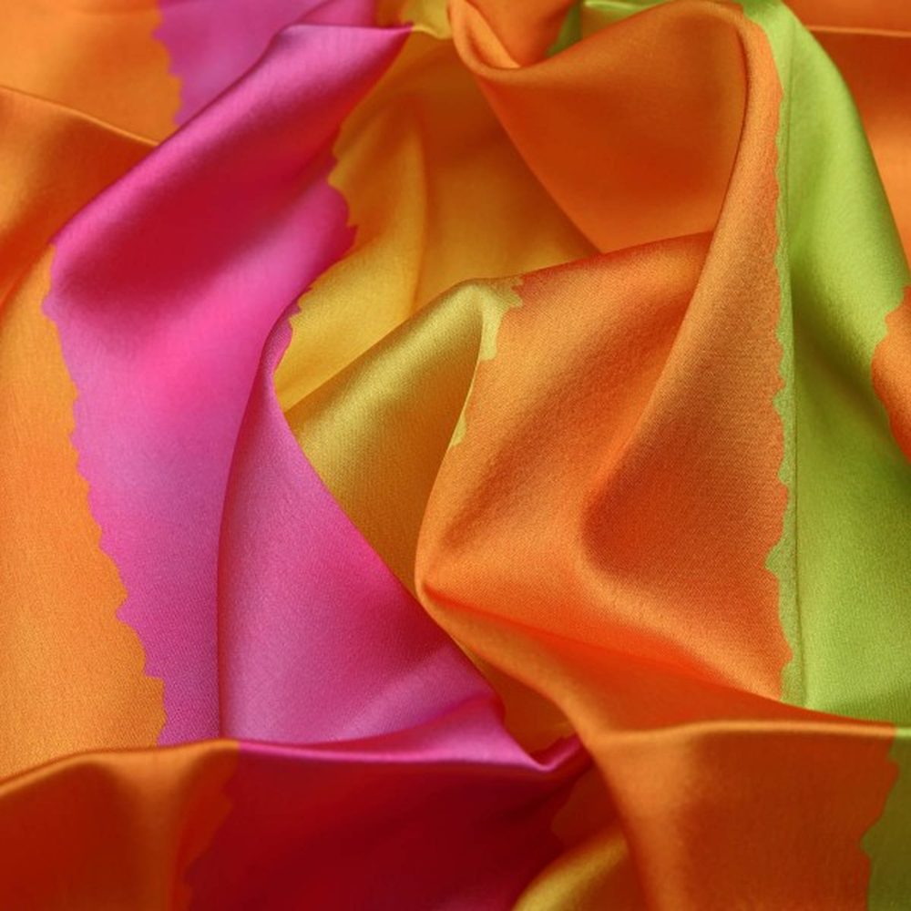 Bright Watercolour Stripes on Smooth Japan Satin Fabric