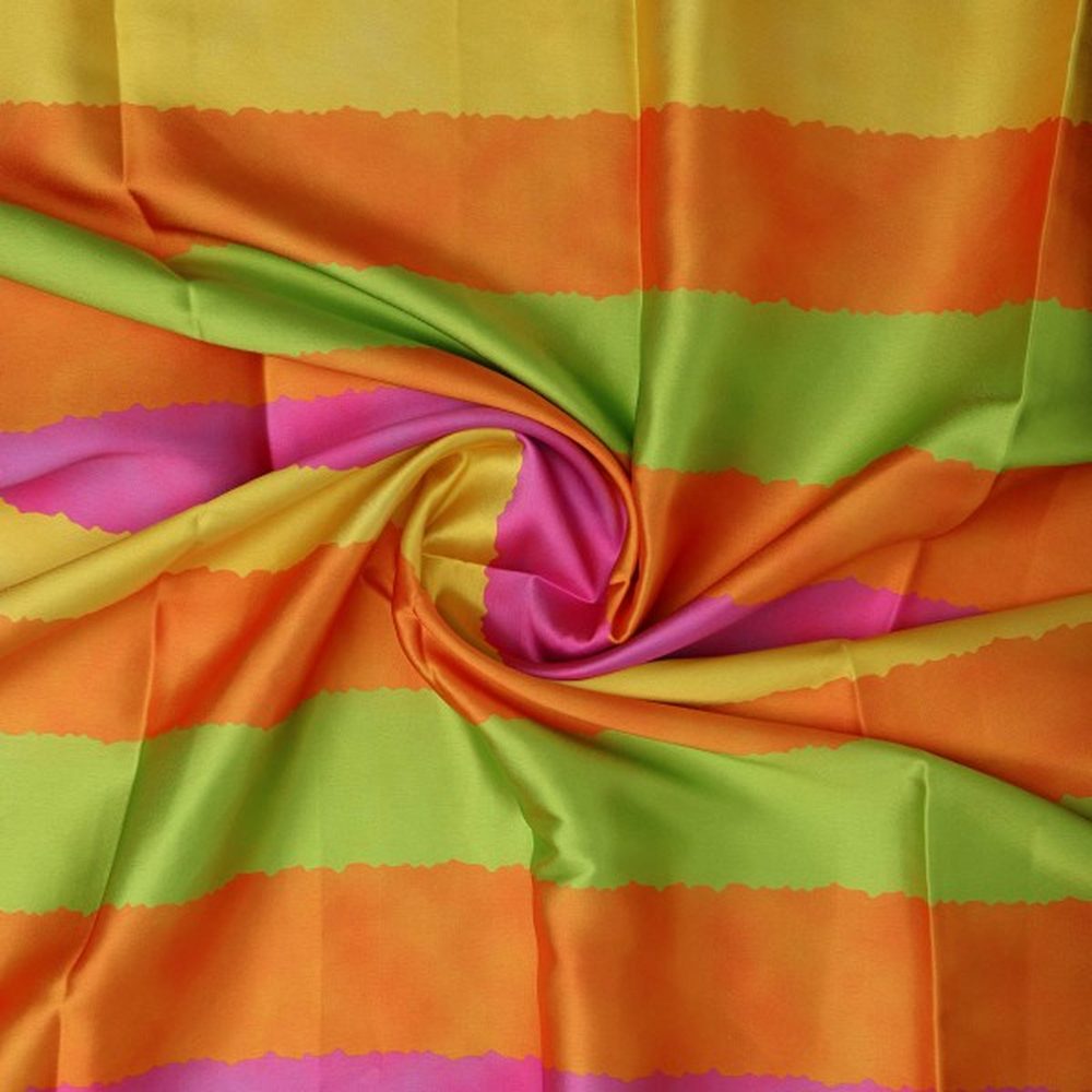 Bright Watercolour Stripes on Smooth Japan Satin Fabric