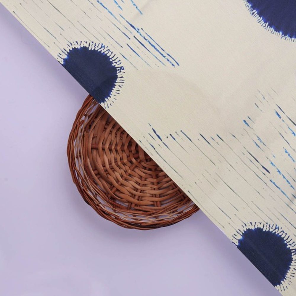 Navy Blue Shibori Dot Print on Lustrous Japan Satin