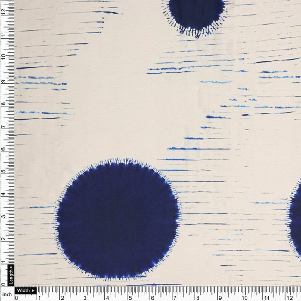 Navy Blue Shibori Dot Print on Lustrous Japan Satin