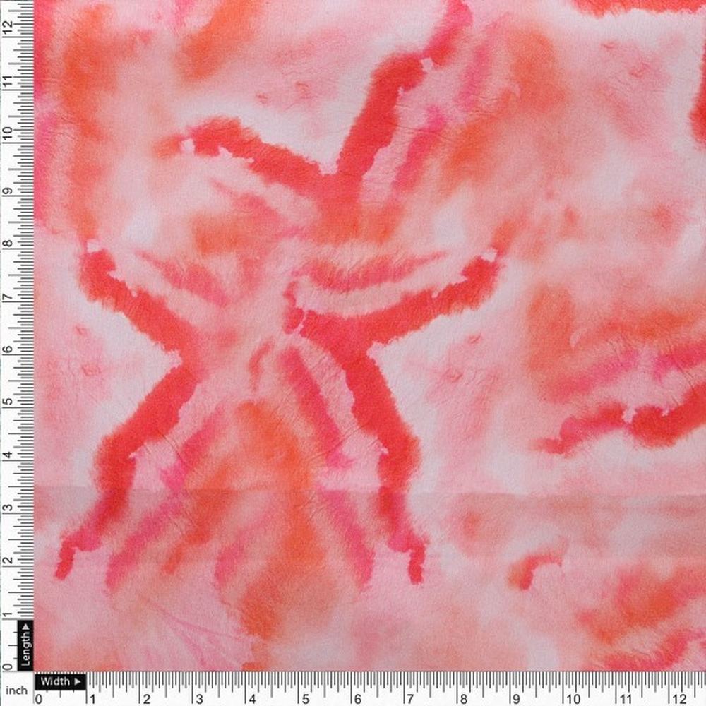 Vibrant Red and Pink Abstract Tie Dye Japan Satin Fabric
