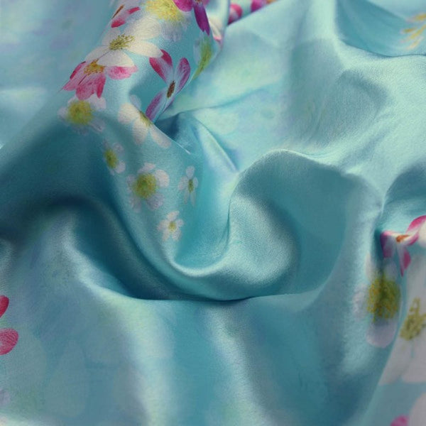 Sky Blue & Pink Blossom Printed Japan Satin Fabric – js 0 ta08398 110 1