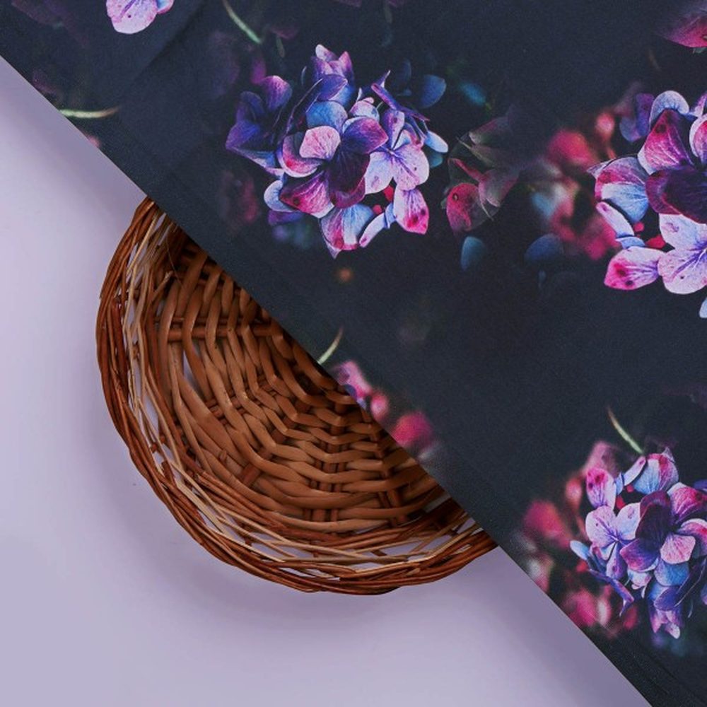 Purple Hydrangea Floral Print Japan Satin Fabric