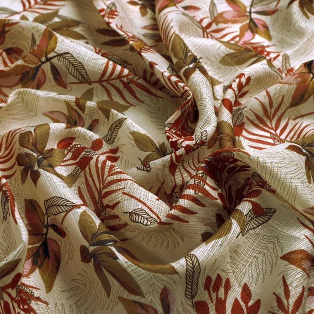 Autumnal Tropical Leaves Printed Kota Doria Fabric – kd 0 aa114 110 1