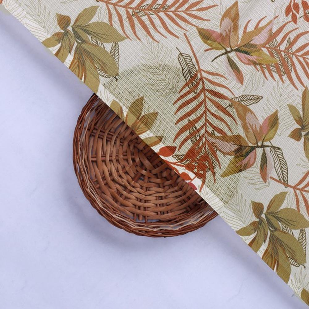 Autumnal Tropical Leaves Printed Kota Doria Fabric – kd 0 aa114 110 3