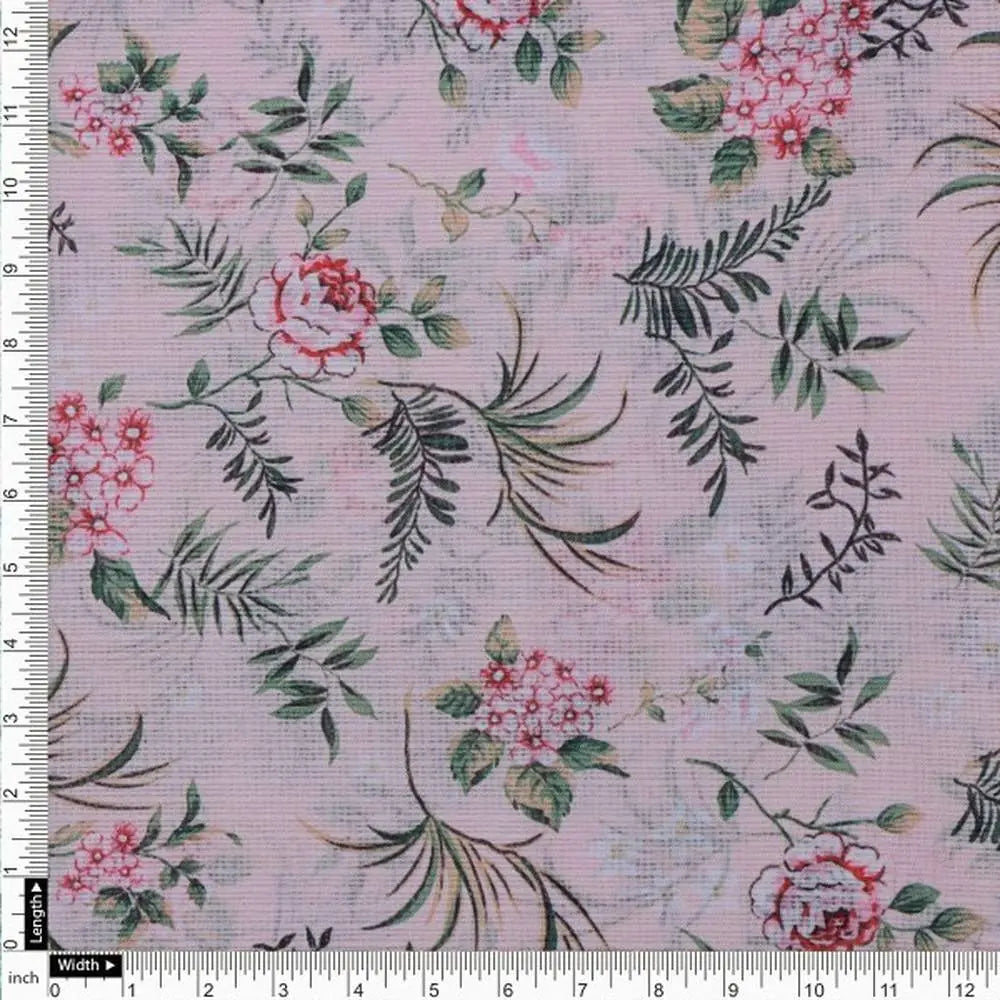 Blush Pink Floral and Leafy Vine Kota Doria Fabric – kd 0 aa118 110 4