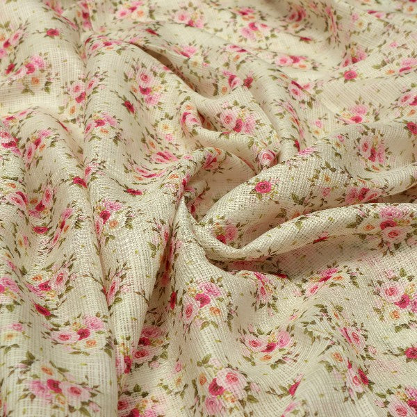 Beige Floral Printed Kota Doria Polyester Fabric – kd 0 pa7119 110 1