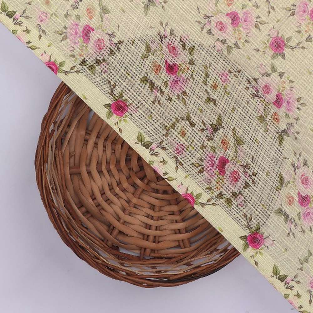 Beige Floral Printed Kota Doria Polyester Fabric – kd 0 pa7119 110 3