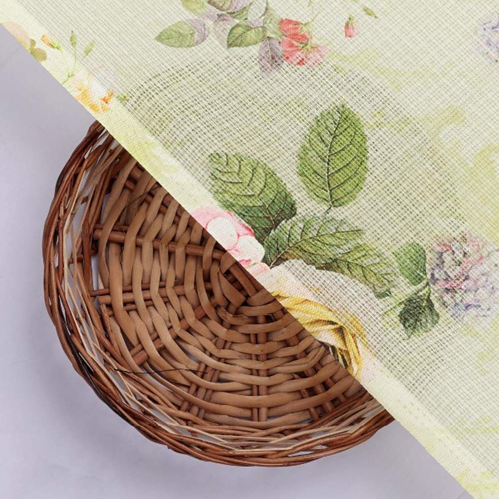 Polyester Kota Doria Floral Print in Cream Yellow & Pink – kd 0 ta07531 110 3