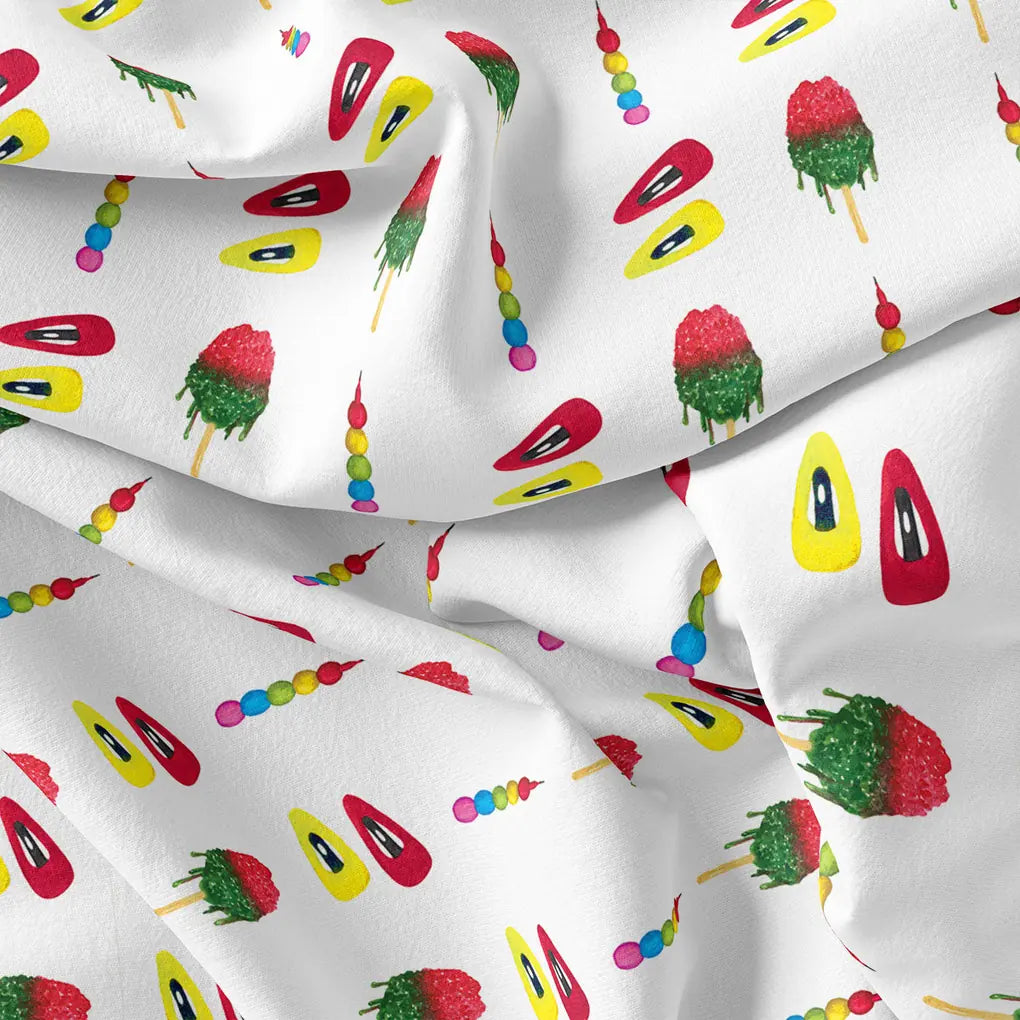 Ice candy kids quirky muslin digital printed fabric – lolipop1