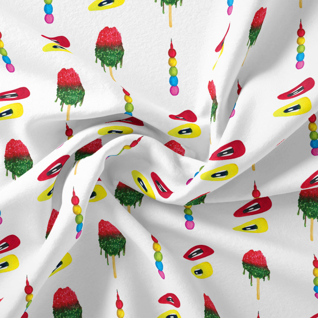 Ice candy kids quirky muslin digital printed fabric