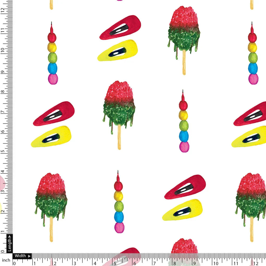 Ice candy kids quirky muslin digital printed fabric – lolipop3