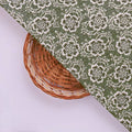 Delicate Floral Lace Print on Olive Green Muslin Fabric – mu 0 ma011038 114 3